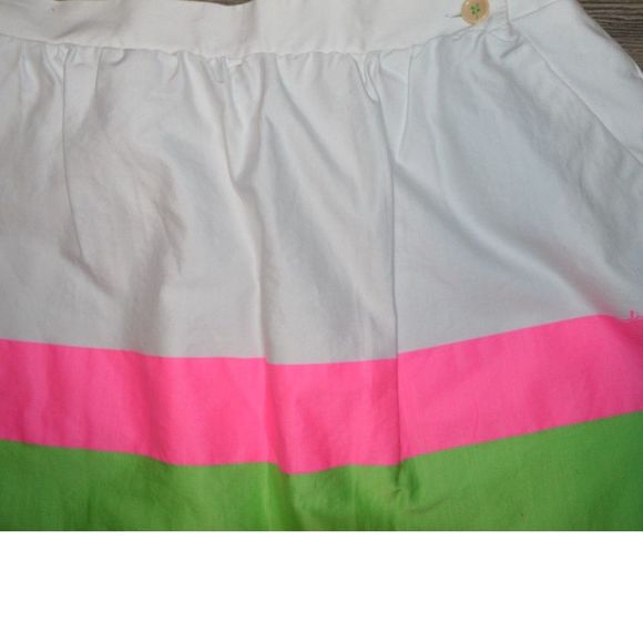 Lilly Pulitzer Mimosa Fluorescent Skirt S Color block Stripe A-line Scallop - Picture 7 of 11